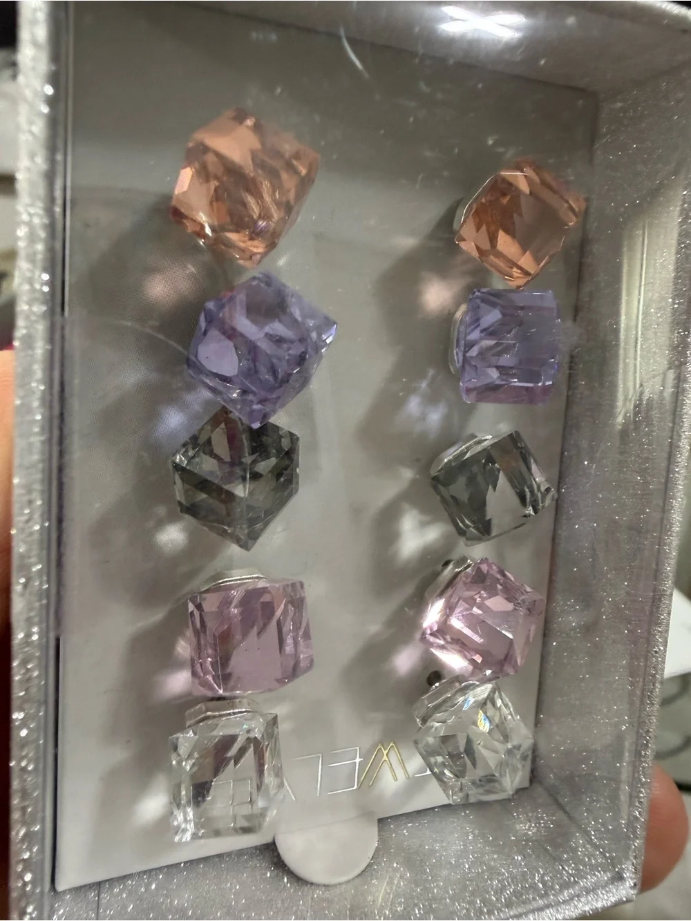 Multi-Color Crystal Stud Earring Set boxed